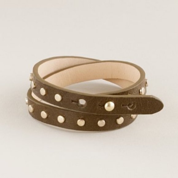 J CREW double wrap leather bracelet w studs #32898 - Picture 1 of 7